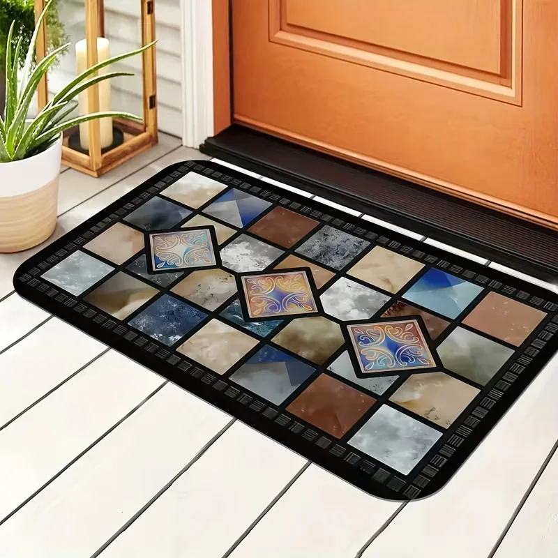 Washable Anti Slip Door Mat Welcomes Carpet Redstone and Tile Patterns Suitable for Home Garden and Living Space Decoration