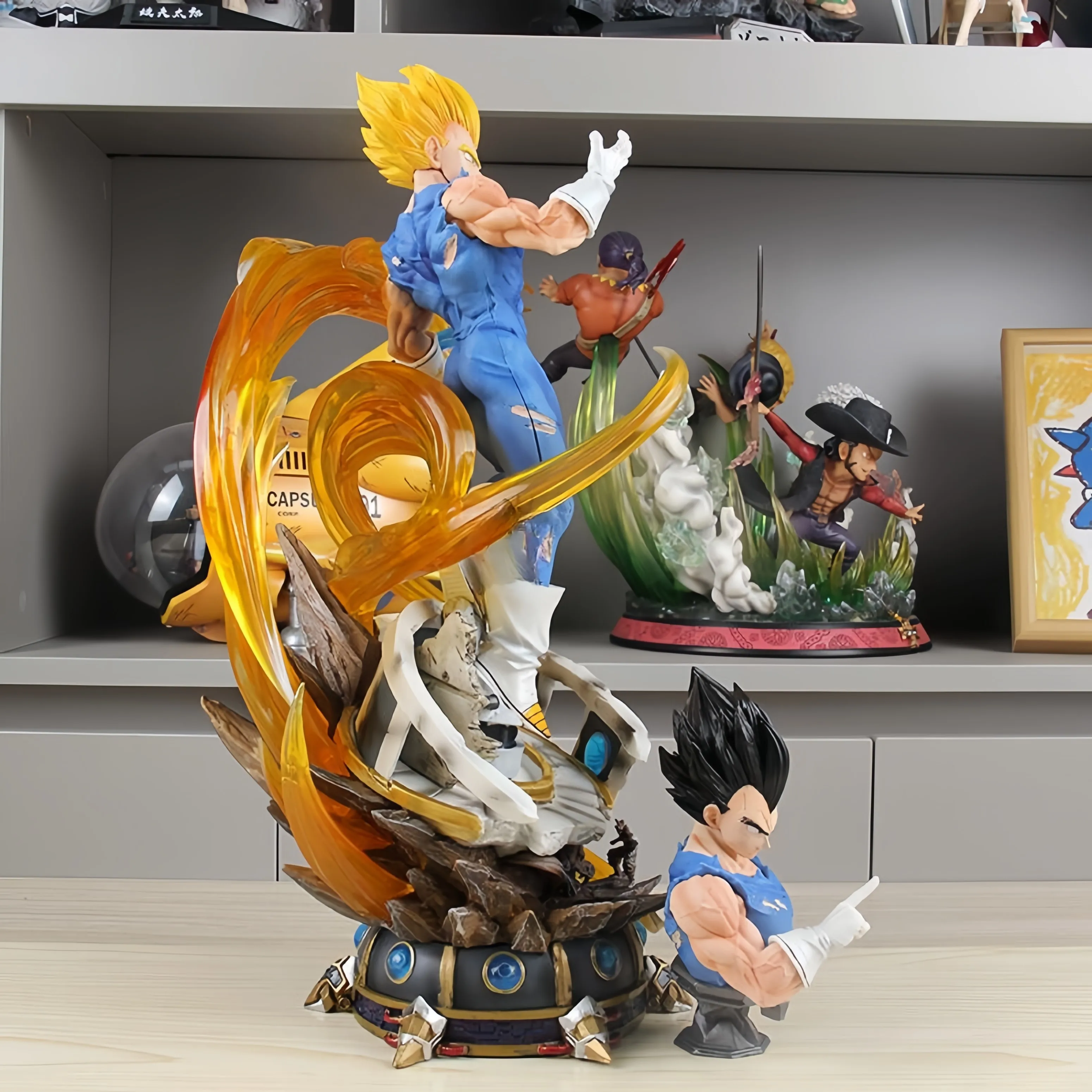 43cm figurka Anime Vegeta IV FigureSuper Saiyan LX Super duży figurka GK wymienna głowa PvcModel zabawki prezentowe