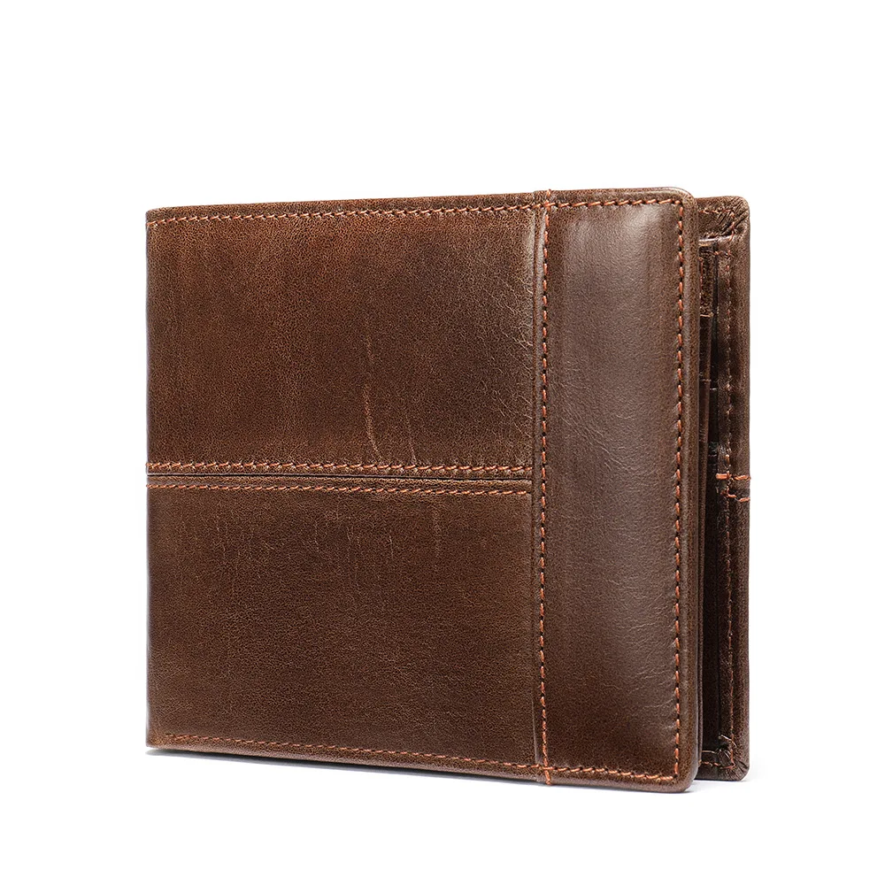 LUKZIJAES Genuine Leather Wallet for Men RFID Blocking Bifold Wallets with ID Window Zip Coin Purse Cardholder Money Bags
