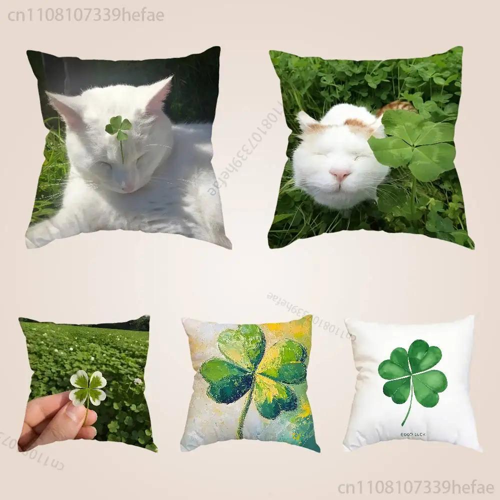 

Lucky Four Leaf Clover Throw Pillow Case For Decoration 30cm 50cm 55cm Square Home Pillowcase Case