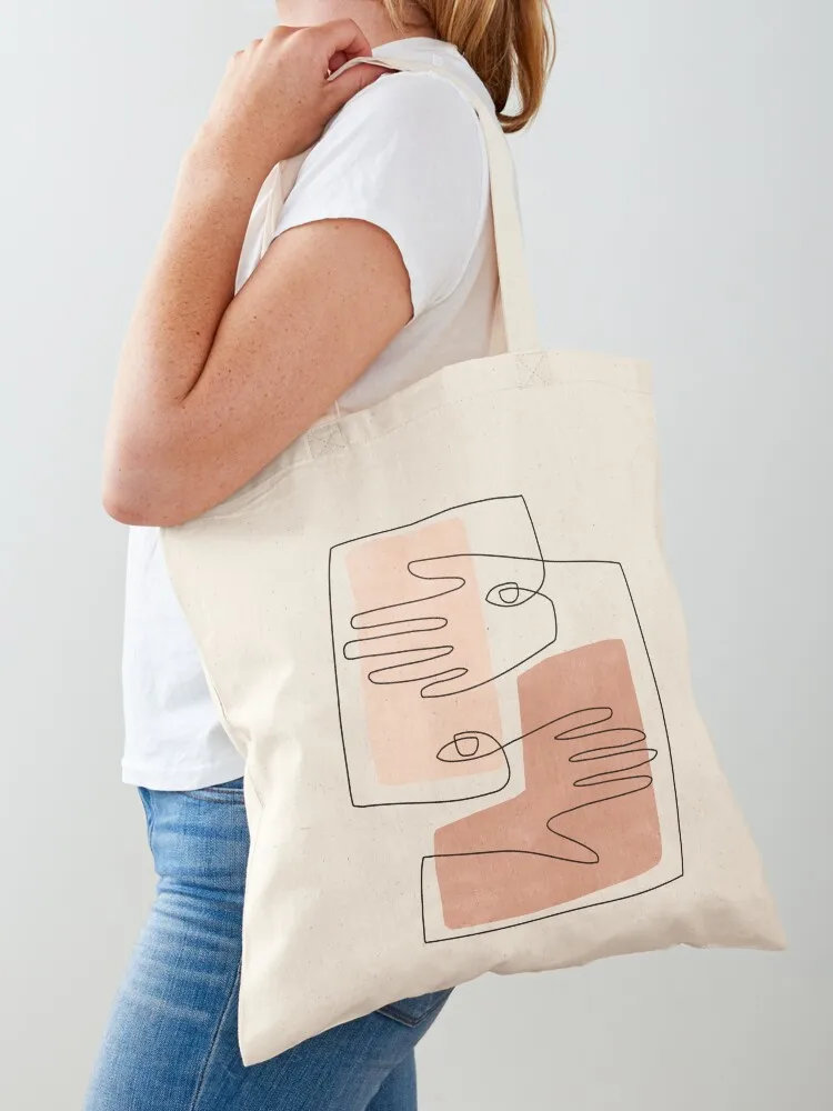 

Abstract Square Face and Hands Line Art II Tote Bag Handbags women tote bag canvas Lady bag