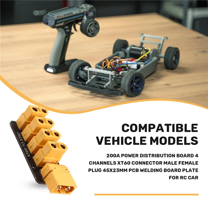 لوحة توزيع الطاقة موصل 200 أمبير XT60، 4 قنوات، مقابس للذكور والإناث، 45 × 23 مم لسيارة RC-POS