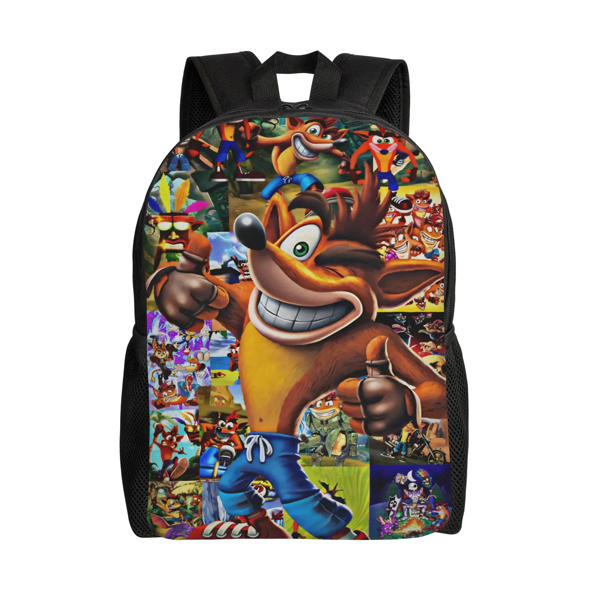 Crashd Bandicoots Game Backpack for Men Women Casual High School Work Daypack  College Canvas Bags Durable