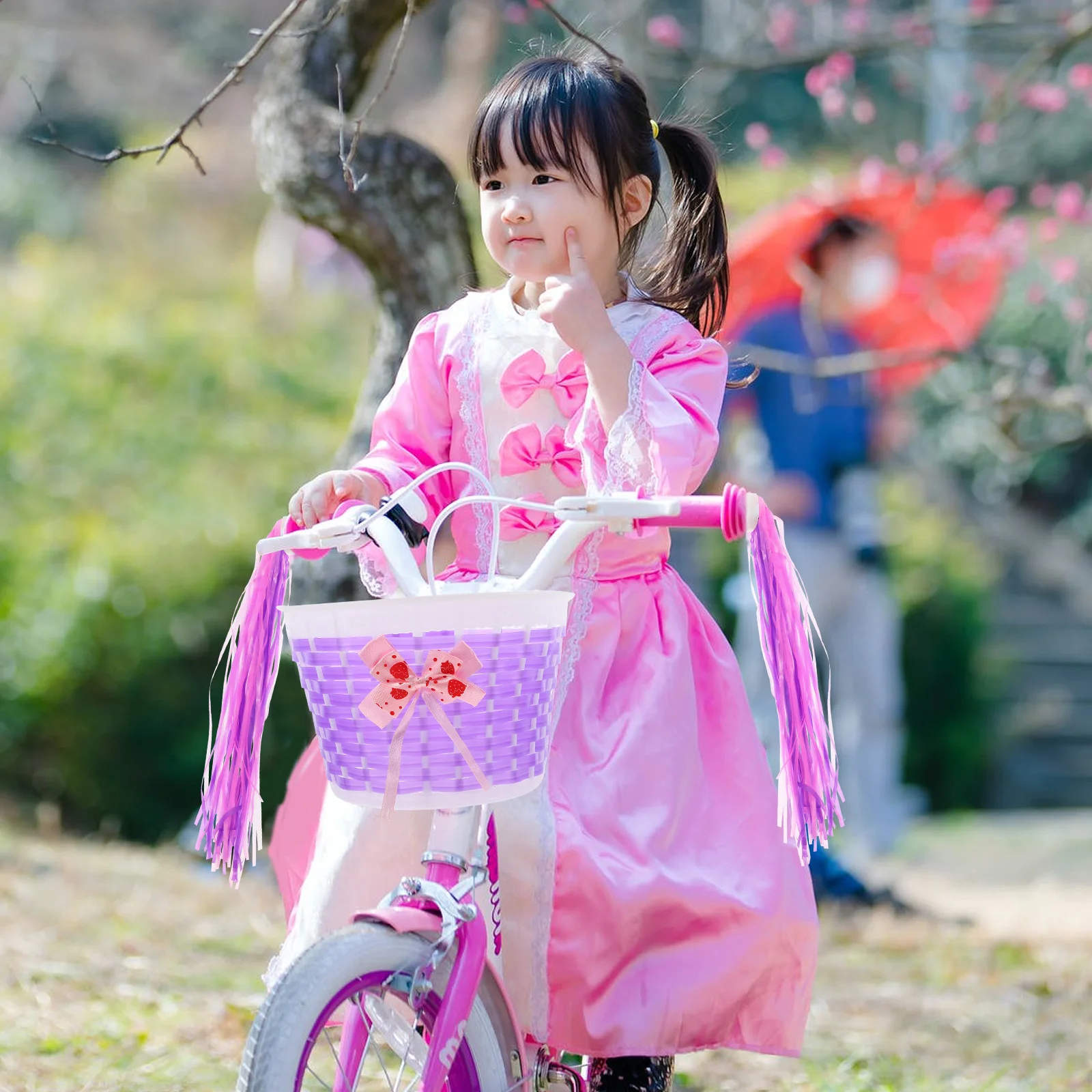 

4pcs Bicycle Scooter Set Kids Bike Handlebar Basket Bell Streamers Accessories Fits Childrens Bikes Scooters Hold Items