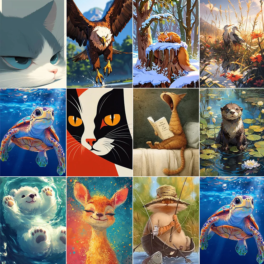 

DIY Acrylic Paint By Number Fantasy Animal Creative Hobbies Oil Painting By Numbers Cartoon Handmade Wall Decoration Gift