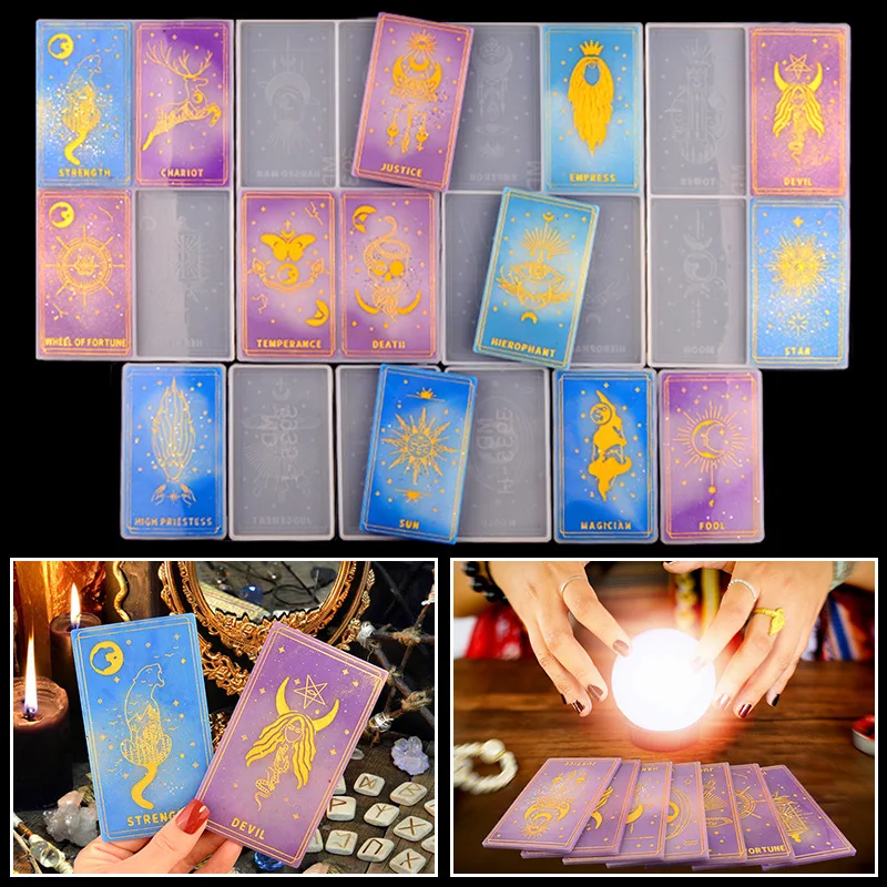 Tarot Card Mold DIY Drop Glue Silicone Mold Board Game Card Set Complete set of English Tarot card Making Mould