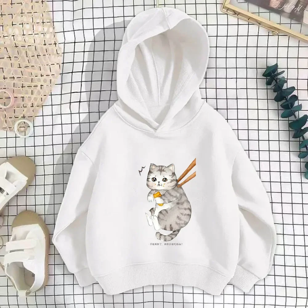 

Children's hoodie fashion casual hooded pullover coat Outdoor sweatshirt senior street trend cute cat cartoon print pattern new