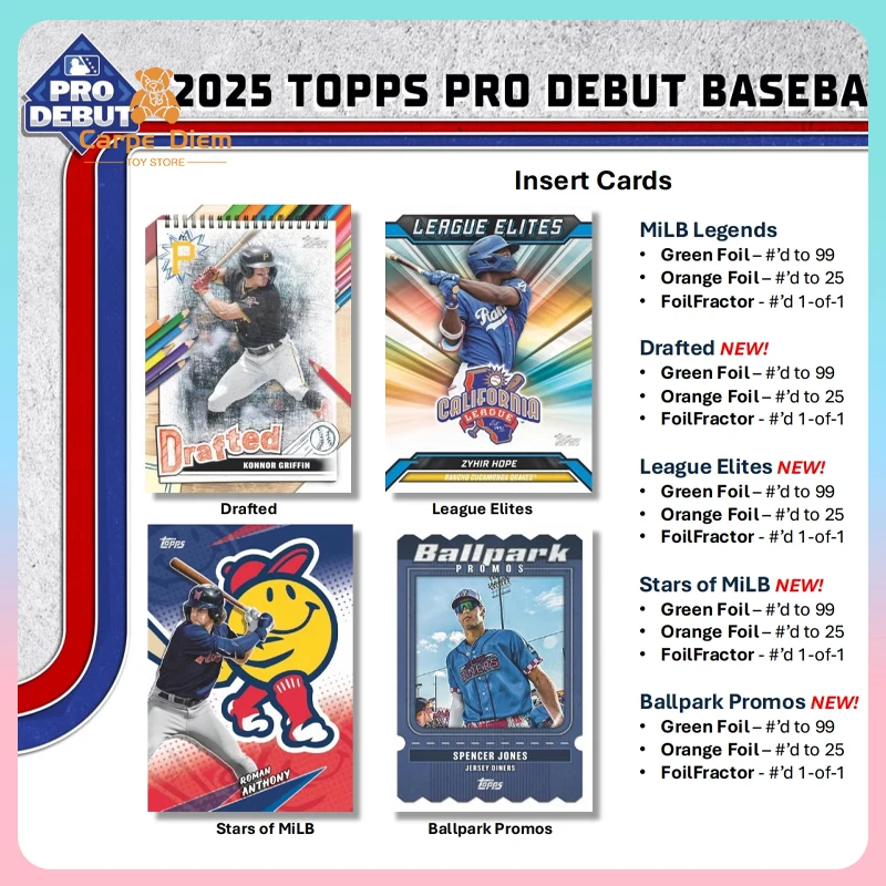 

Оригинальный топпер 2025 года, профессиональная дебютная бейсбольная коробка для хобби, 4 карты с автографами в коробке, коллекция бейсбольных периферийных карт, подарок для мальчиков