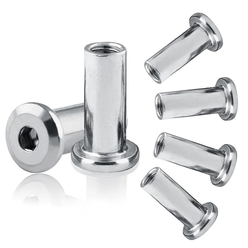 1-20pcs Binding Barrel Nut M2 M3 M4 M5 M6 M8 M10 304 Stainless Steel Hex Socket Cap Furniture Rivet Insert Nut for TV Wall Mount