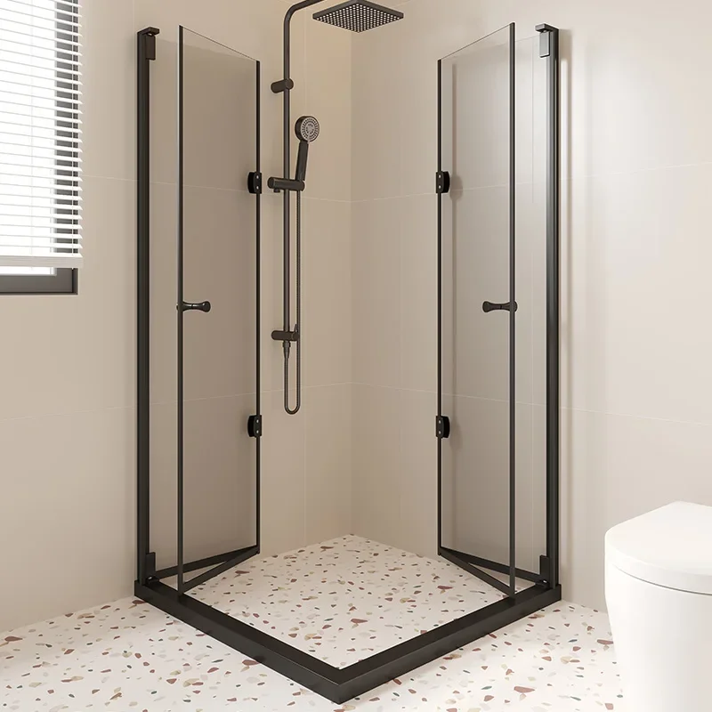 L-shaped folding door shower room small apartment bath screen simple overall bathroom glass dry and wet separation partition