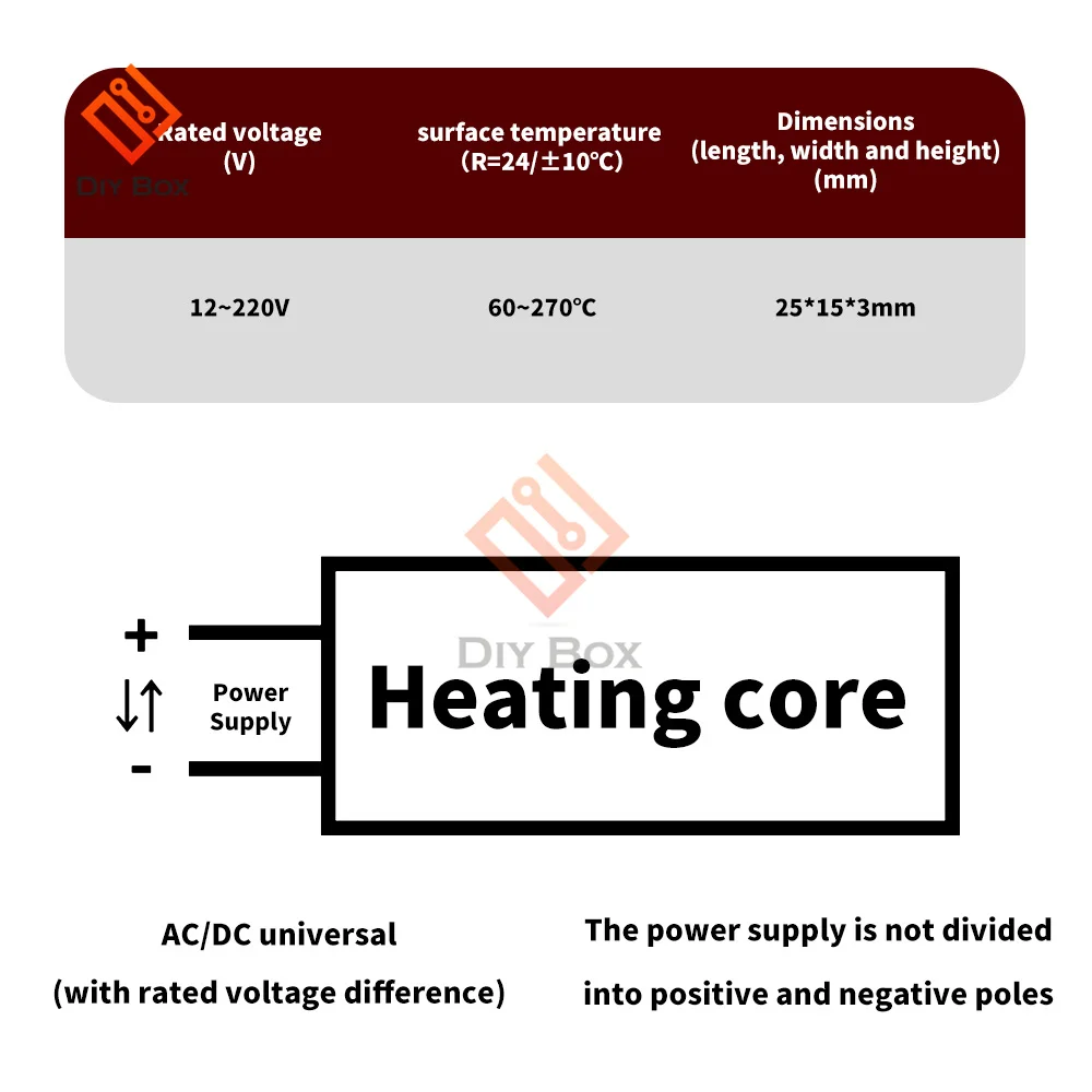 PTC Heaters 12V 24V 110V 220V Heating Element 60-270 Degrees Miniature Heating Curlers Heater Ceramic Heating Sheet 20,000 hours