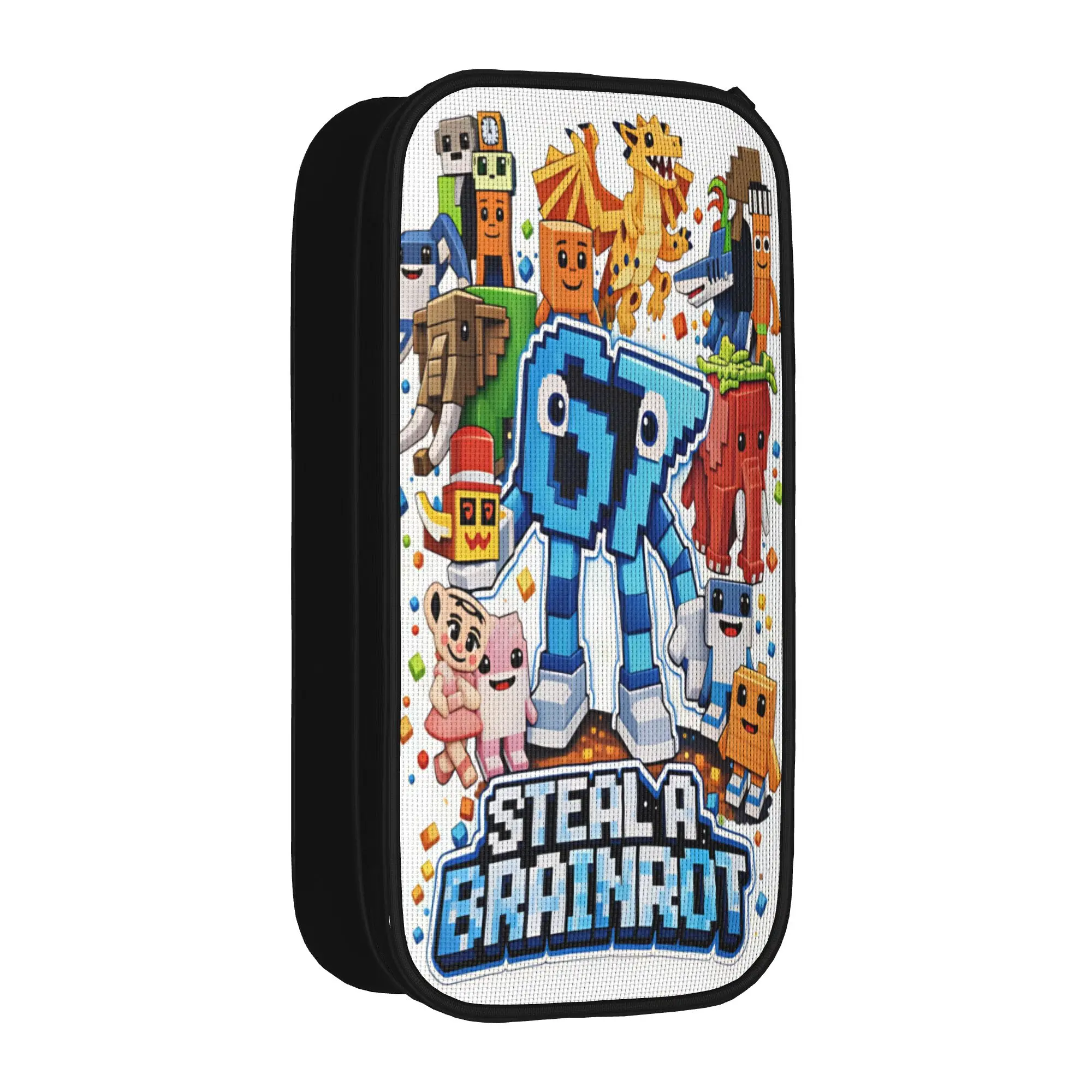 Italian Brainrot  Pencil Case  Large Pencil Pouch Boy Girl Zipper Retro School Pencil Cases Graphic Stationery Organizer