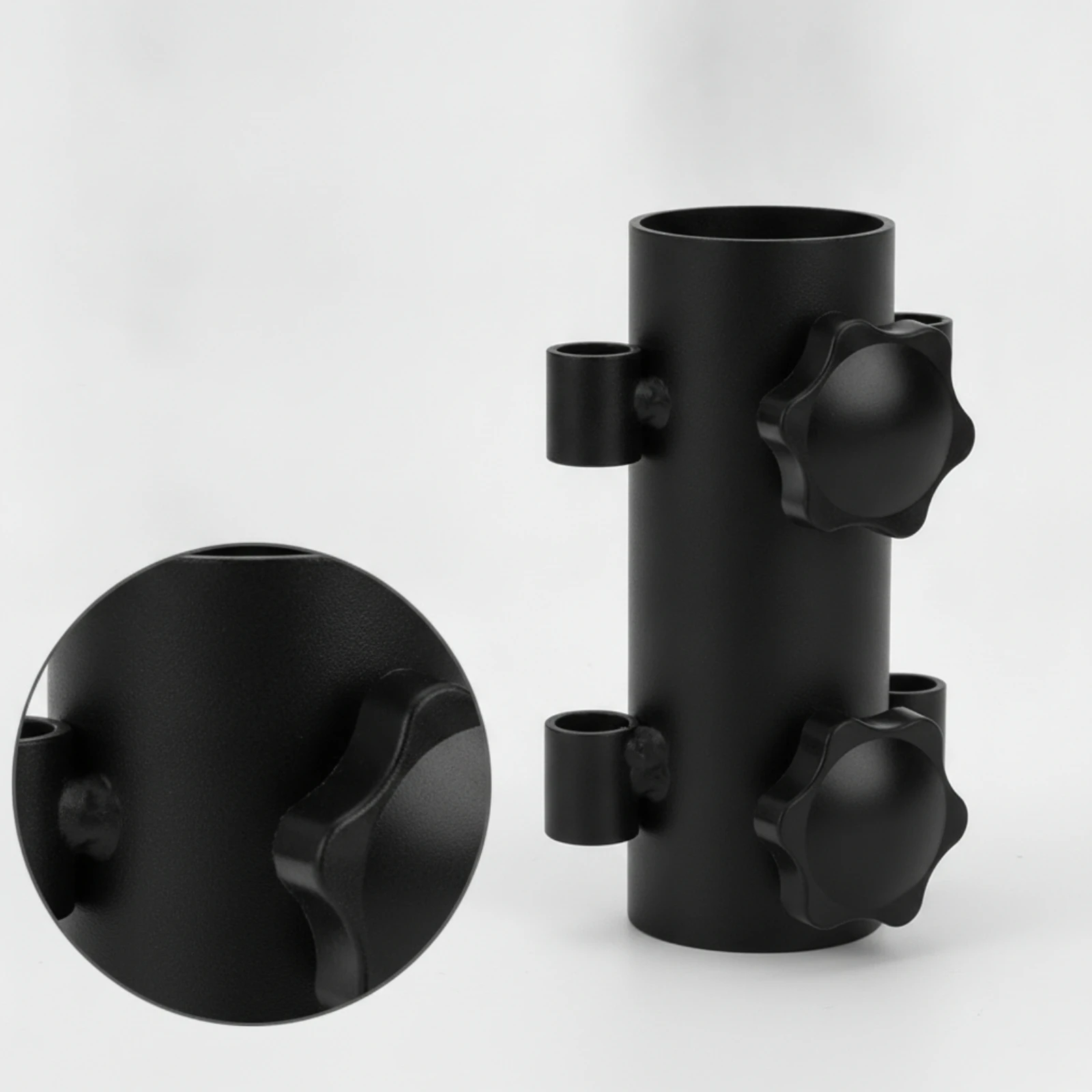 Canopy-Pole Holder with Side Sleeves Multi-Sleeve Tent Pole Stabilizer with Threaded Knobs Awning Rod Holder Hand-Tightening