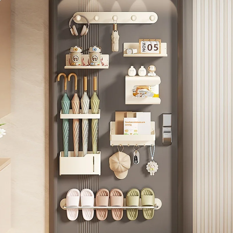 Magnetisches Aufbewahrungsregal Ohne Bohren Wandmontage Küchen-Kühlschranktür-Haken Schlüsselhalter-Set