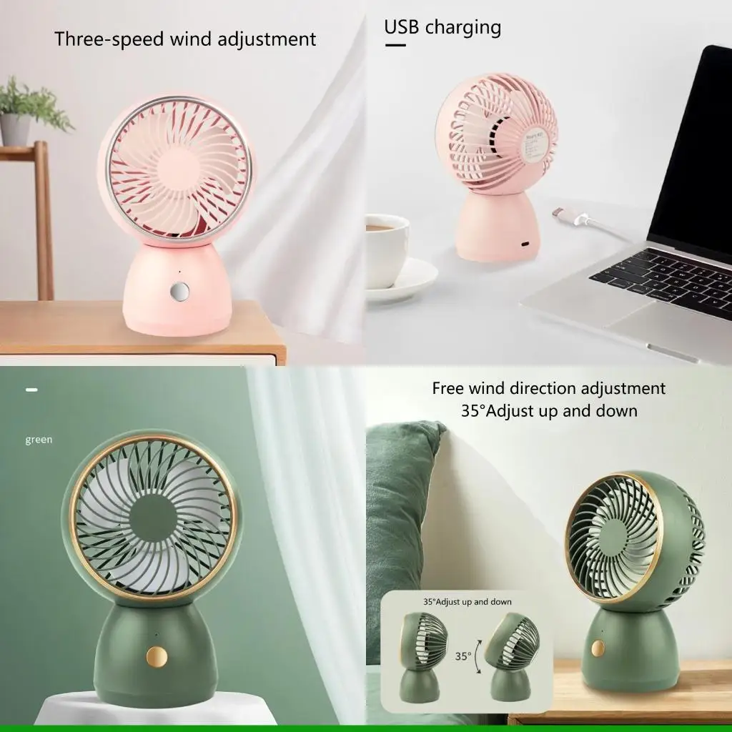 U55C USB مروحة سطح المكتب مبرد هواء صغير 3 سرعات زاوية قابلة للتعديل للمنزل المكتبي