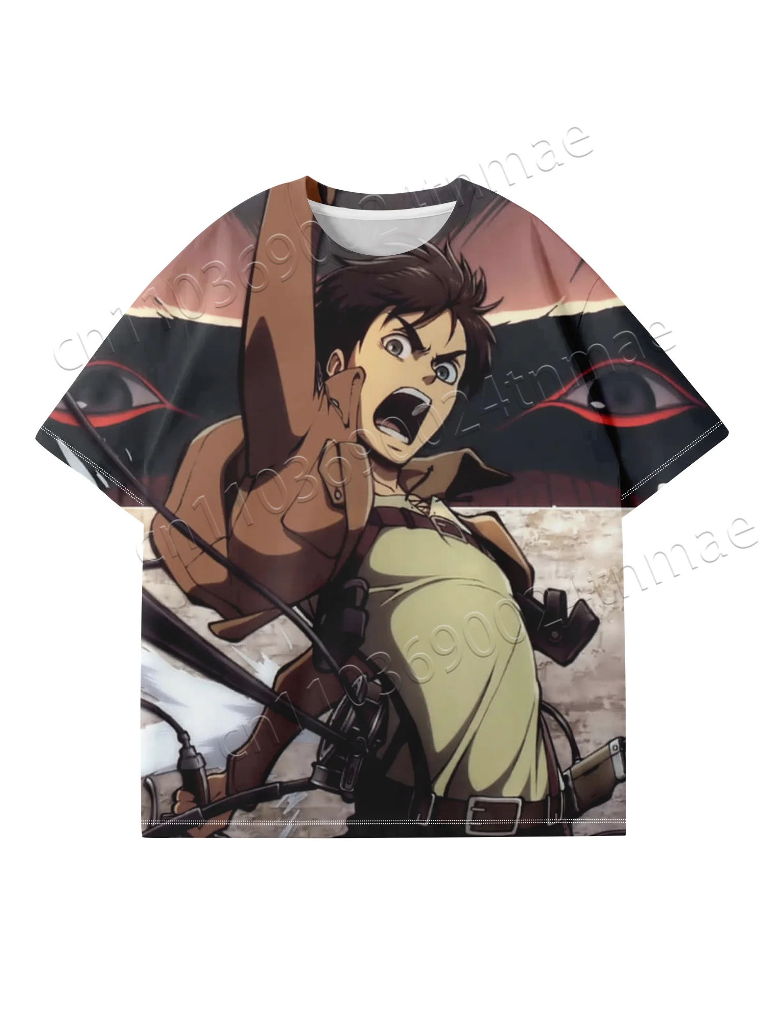 

Новинка 2025 года, модная футболка «Атака Титанов», аниме-печать, 3D-печать, быстросохнущая, дышащая, для взрослых и детей, двойные размеры