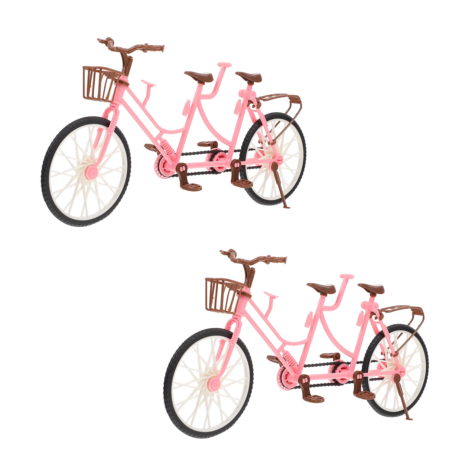 2 Pcs House Two-seater Bicycle Tabletop Decoration Sculpture Bike Figurine Plaything Child