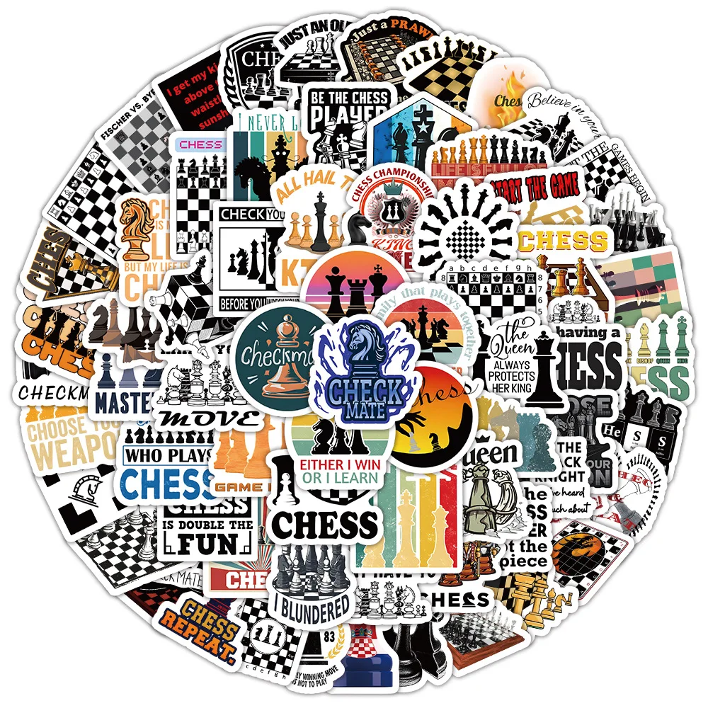 50pcs New Checkers Chess Game Graffiti Decoration DIY Creative Water Cup Luggage Computer Guitar Waterproof Sticker