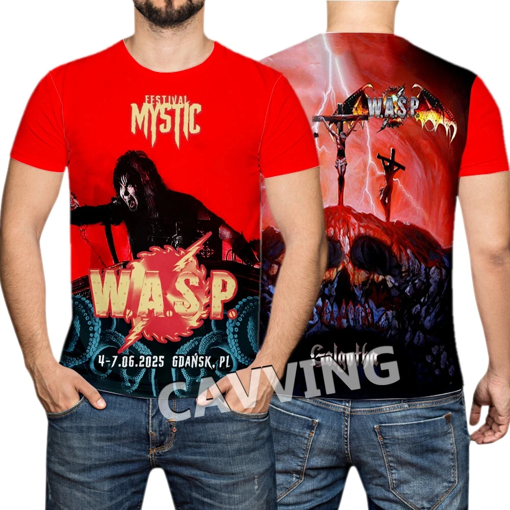 

Summer New Men T-shirt Rock Band W.A.S.P 3d Printed Tshirt Men Women Fashion O-Neck Short Sleeve Tops Tees Daily Casual Clothes