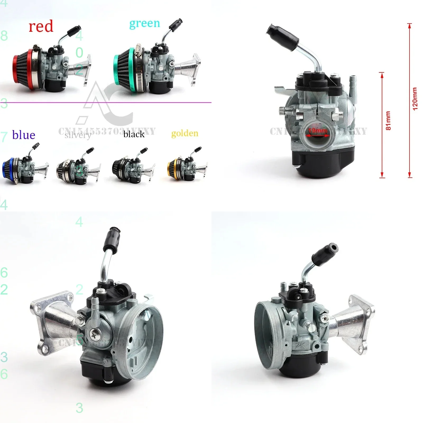 49cc Performance 19mm Carburetor Air Filter Assembly for 2-Stroke 47cc 49cc Mini Pocket Bike