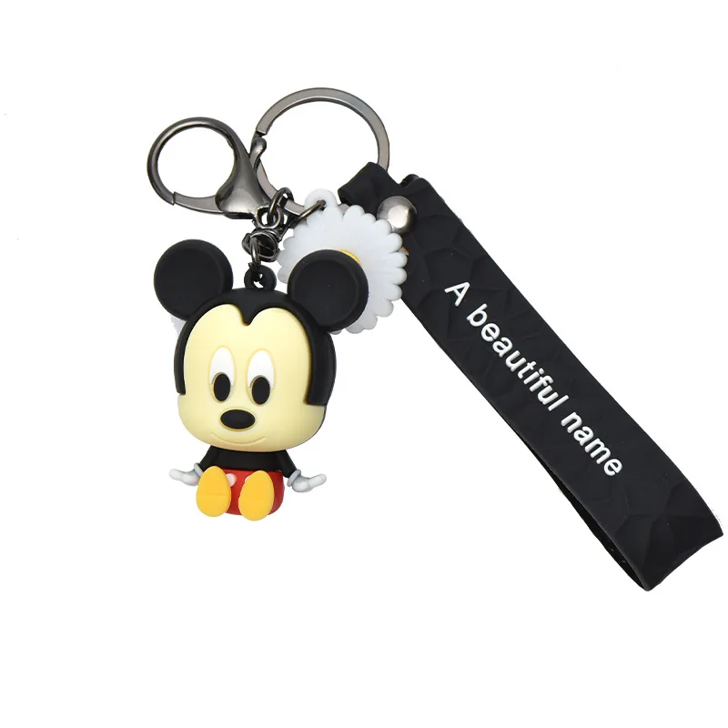 Disney Mickey Minnie Mouse Keychain Cute Cartoon Keyring Silicone Doll Charms Backpack Decoration Pendant Kids Birthday Gifts