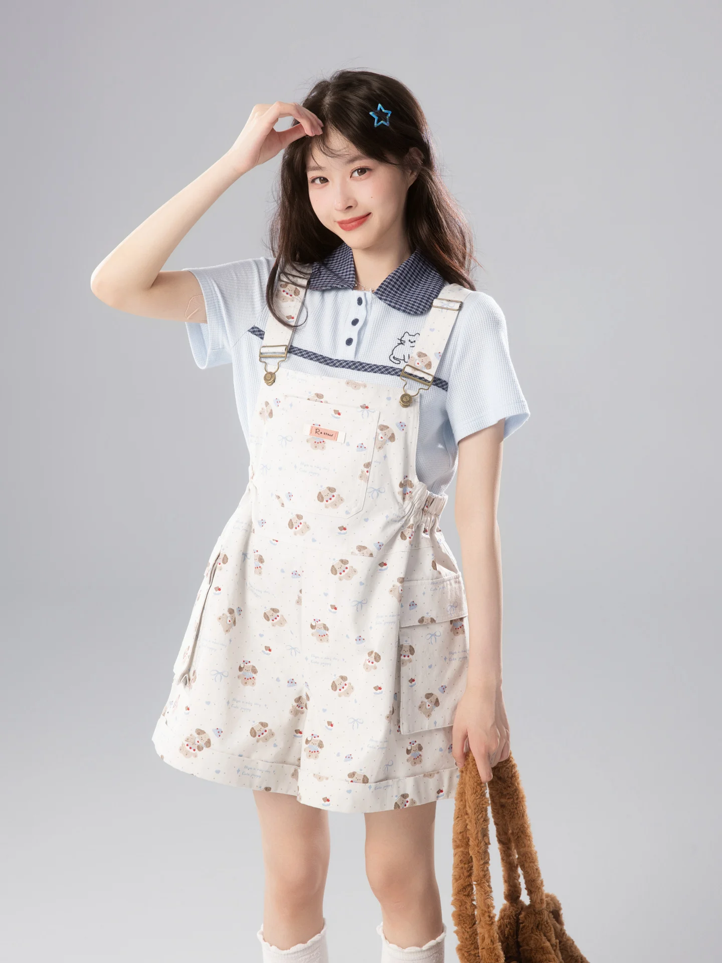 

Летние женские брюки-комбинезон Sweet Fi с низким содержанием соли, с принтом собаки, прямые, с высокой талией, для похудения