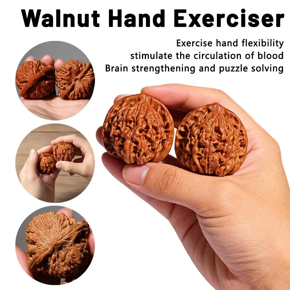 

Портативный тренажер для рук из орехового дерева, массажный мяч для пальцев для снятия стресса, реабилитации при артрите, ежедневного домашнего ухода