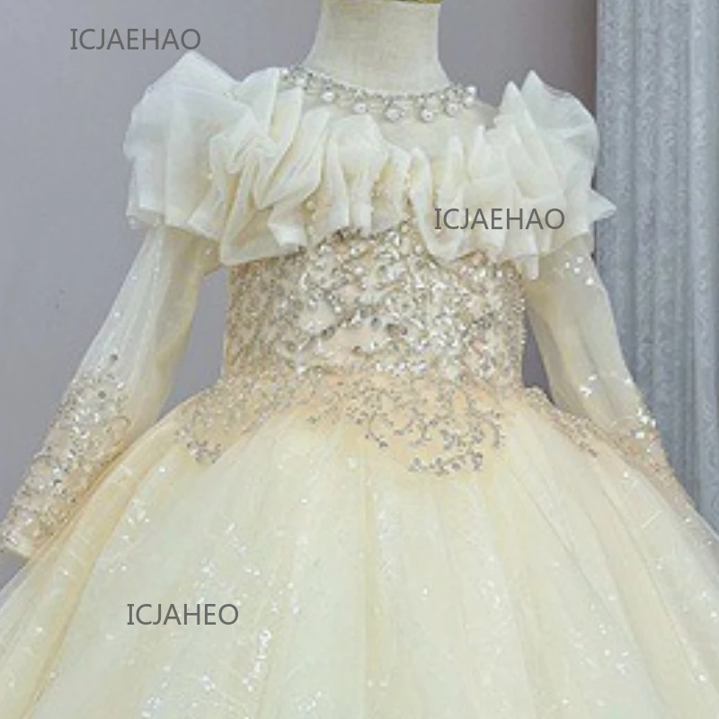 

Long Dress Vestido Children Girls Long Sleeve Clothes Flower Girl Wedding Piano Pageant Outfit Princess Birthday Dresses Costume