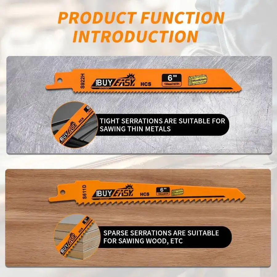 ชุดใบเลื่อย HCS หนาพิเศษ 10 ชิ้น สำหรับงานไม้ โลหะ แผ่นใยไม้อัด เครื่องมือเลื่อยแบบลูกสูบ อุปกรณ์เสริมสำหรับเครื่องมือไฟฟ้า รถยนต์
