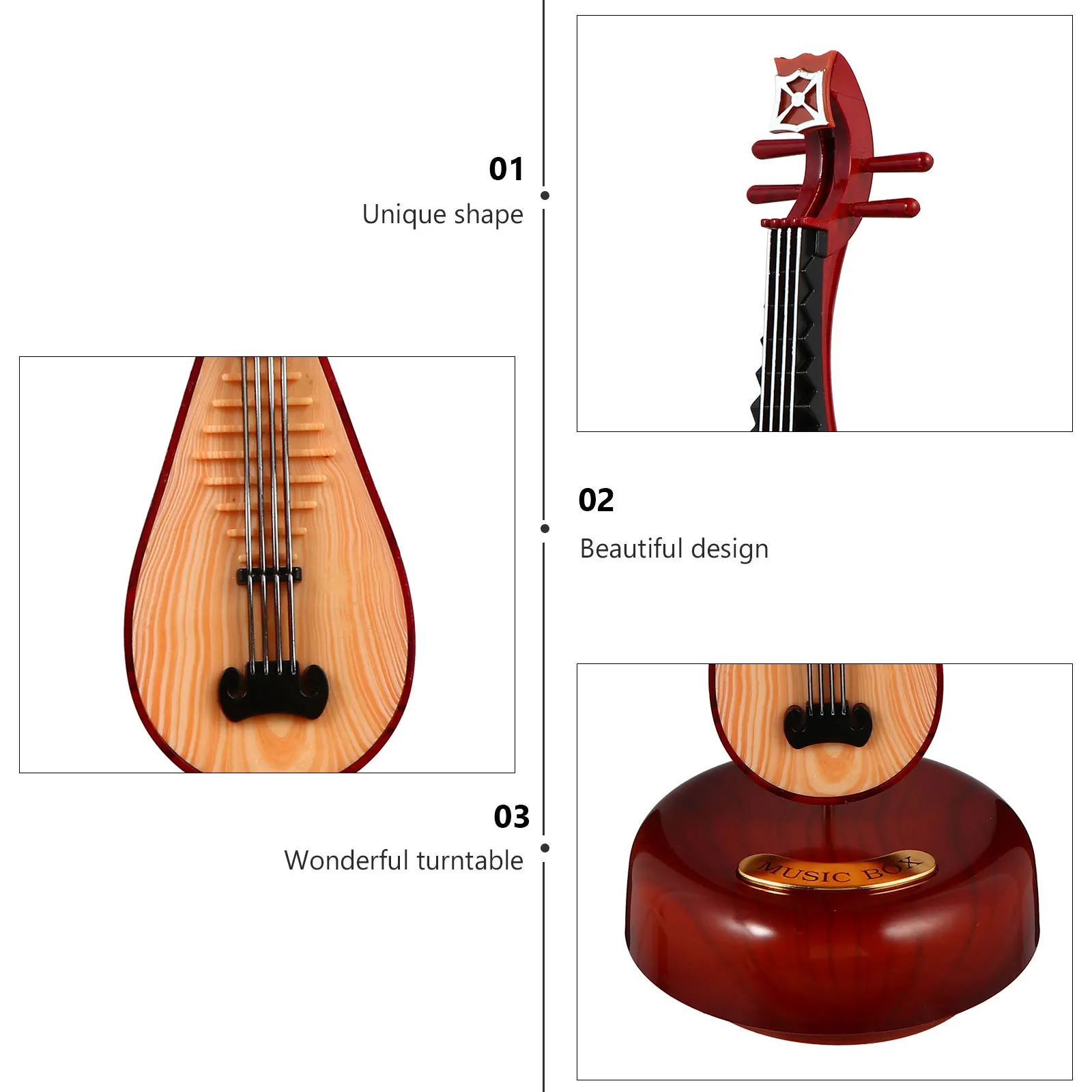 

Lute Music Box Vintage Creative Compact Size Household Bedroom Decoration Adornment Desktop Display Rotating Music Box