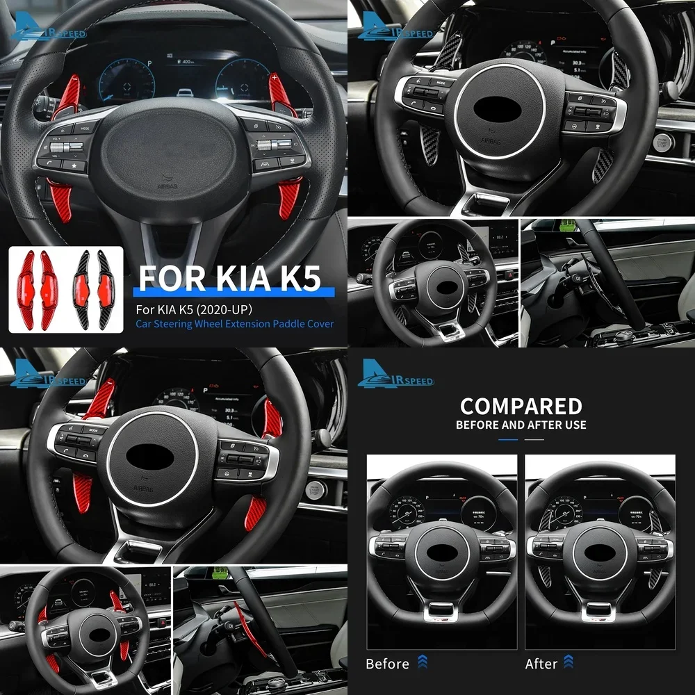 

Real Hard Carbon Fiber Sticker for KIA K5 2020 UP Interior Accessories Car Steering Wheel Paddle Blade Shifter Sticker