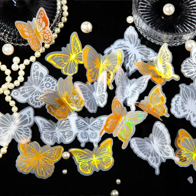 20 Stück Aufkleber Schmetterling Pfingstrose Blume 6 Arten Blumen literarisch minimalistisch heißes Material Stempeln weiße Tinte dekorative Aufkleber