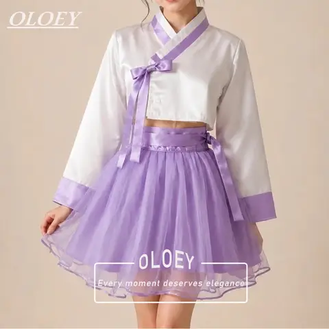 OLOEY Vintage Purple Ivory Short Korea Photoshoot Prom Cocktail Dress 2PCS Silk Satin Jacket with Organza Puffy Skirt Customized