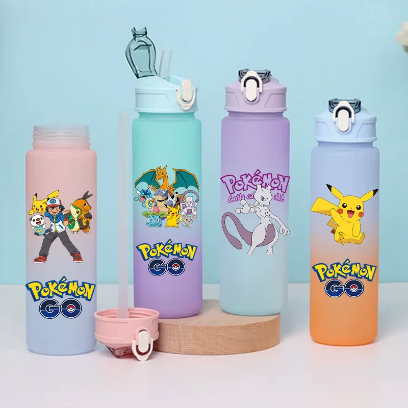 

Пикачу Соломинки Покемоны Бутылка для воды Портативная Спорт на открытом воздухе Кемпинг Фитнес Чаризард Сквиртл Детская чашка для питья Подарок на день рождения