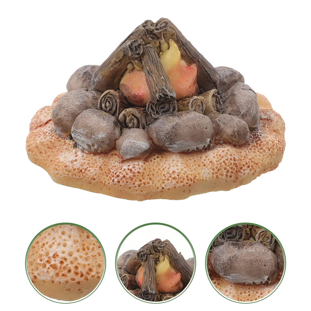 

2 Pcs Fat Bonfire Fireplace Camping Party Decorations Mini Fake Campfire Ornament