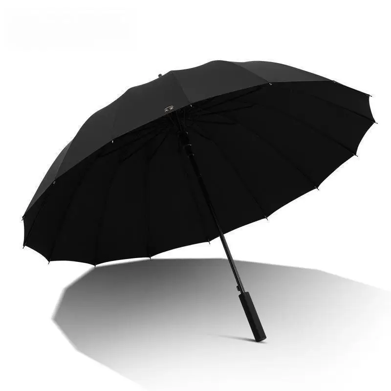 16-rib Steel Reinforced Long Straight Handle Semi-automatic Umbrella Rainproof Windproof Sturdy Men's Business Golf Umbrella