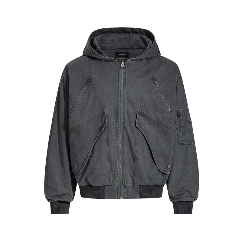 

Американская винтажная рабочая куртка свободного кроя, универсальная верхняя одежда из хлопка с длинными рукавами, на молнии, с капюшоном