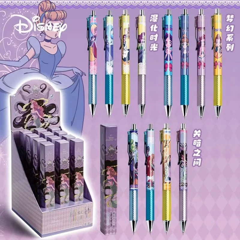 Disney-Princesa Criativo Caneta Neutra, Caneta Pressão Soft Grip, Escritório e Aprendizagem Suprimentos, Papelaria Caneta Esferográfica, Presente, 24Pcs