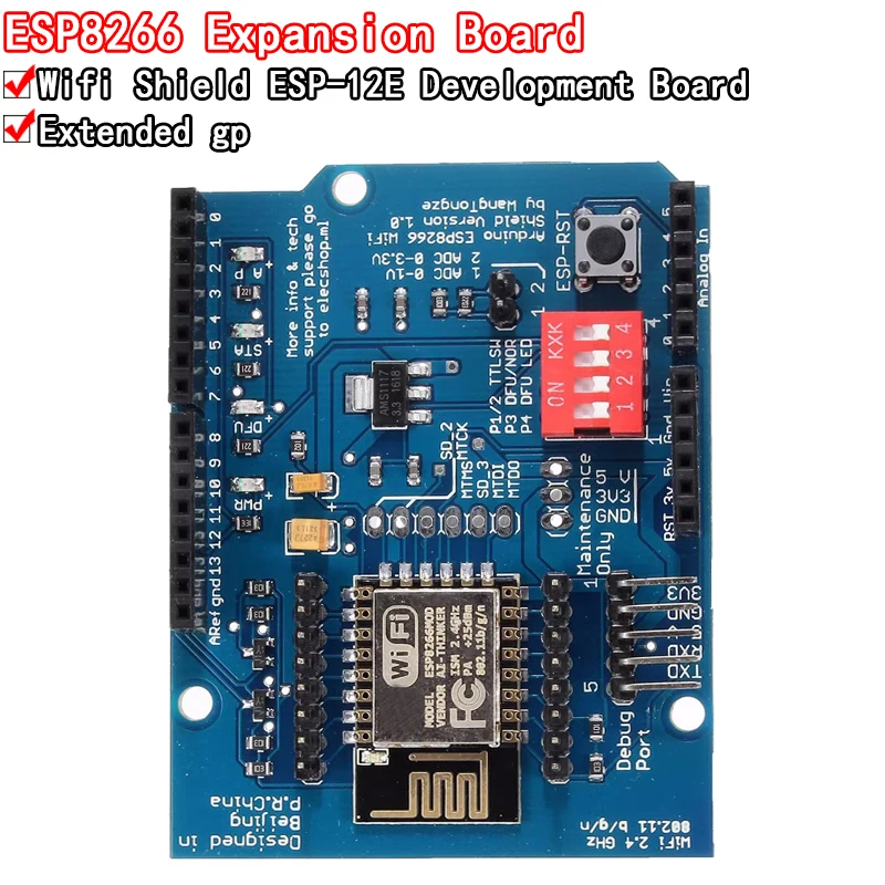 ESP8266 ESP-12E UART WIFI Wireless Shield Development Board For Arduino UNO R3 Circuits Boards Modules ONE