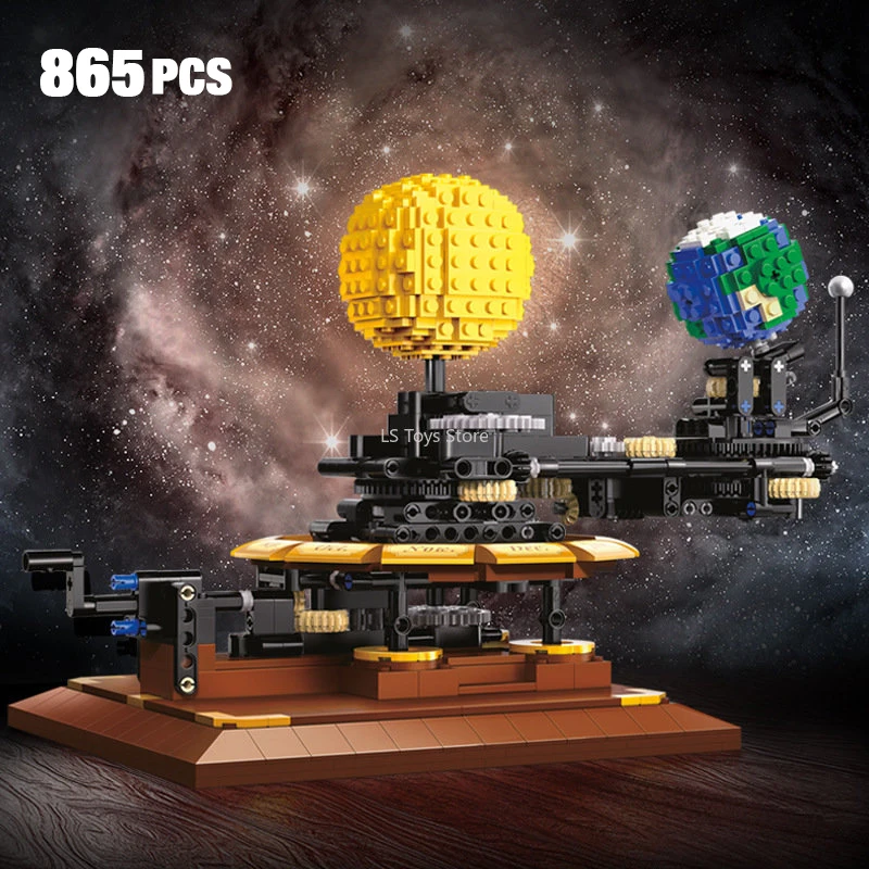 

865PCS Solar System Earth Moon Sun Clock Building Blocks Universe Globe Space Science Experiment DIY Bricks Educational Toys