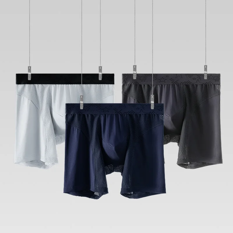 

3PCS Men's boxer shorts, anti-friction leg pants for sports, Modal running antibacterial four-corner underpants