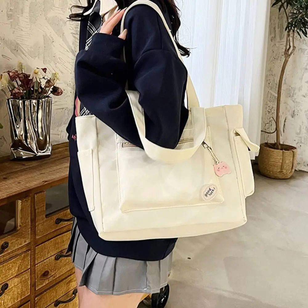 Fashionable Large Capacity Canvas Tote Bag Portable Original Oxford Shopping Bag Minority Design Multi-Pocket Mommy Bag Travel