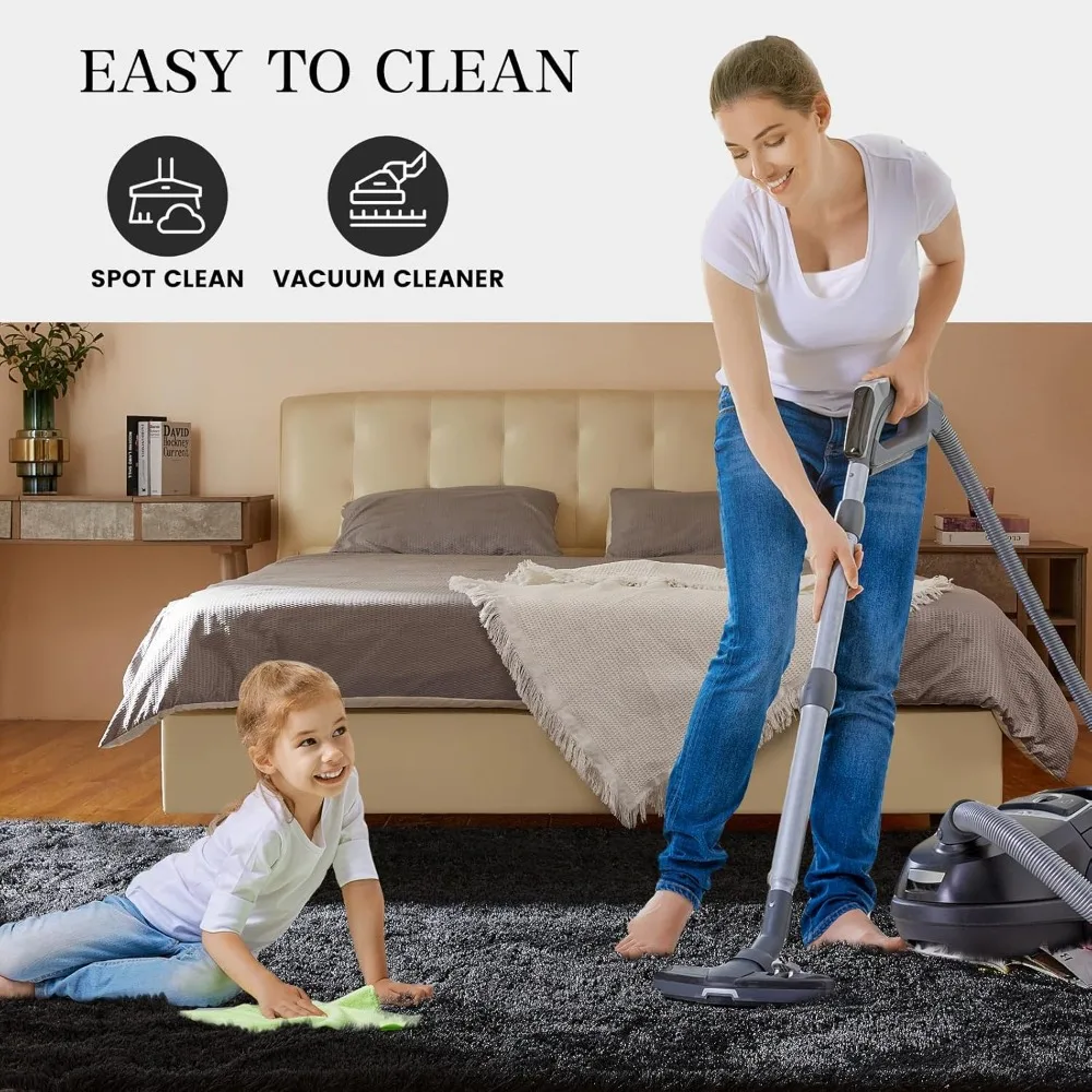 سجاد منطقة Shag بطول 8 × 10 أقدام، سجادة غرفة نوم كبيرة منفوشة، سجاد ناعم للحضانة، سجاد فروي لغرفة الأطفال والبنات والأولاد، إضافي #6