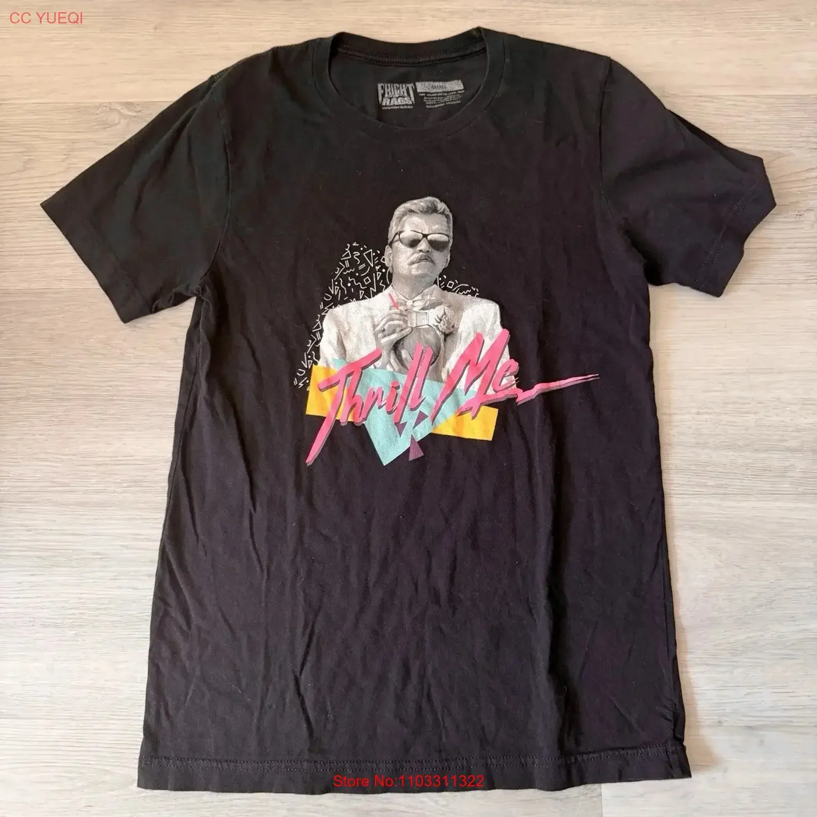 Camiseta RARE Fright Rags THRILL ME Tom Atkins Night Of The Creeps, talla pequeña, vintage, con gráfico lavado, unisex, cómoda