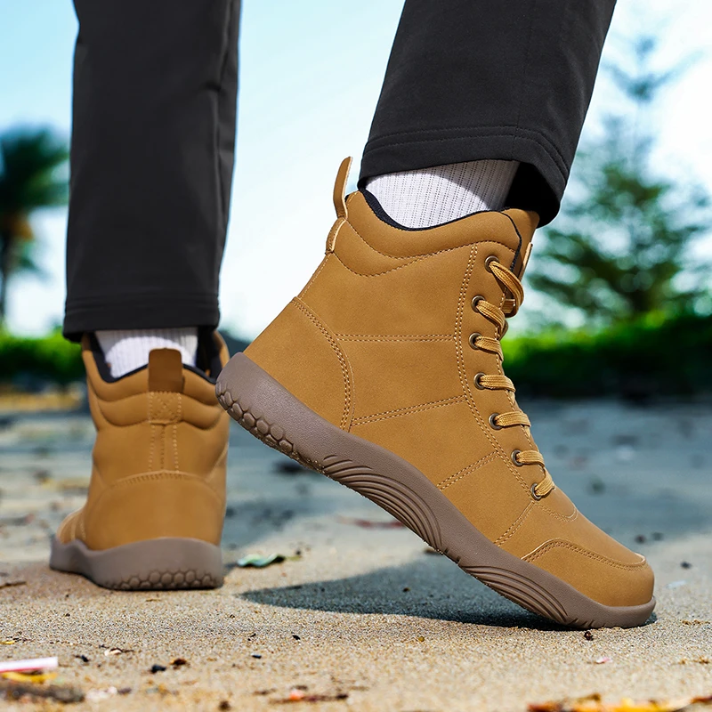 New Wide Toe Box Hiking Shoes for Men Women High Top Sneakers Synthetic Leather Lace Up Outdoor Non-slip Trail Running Shoes - Image 4