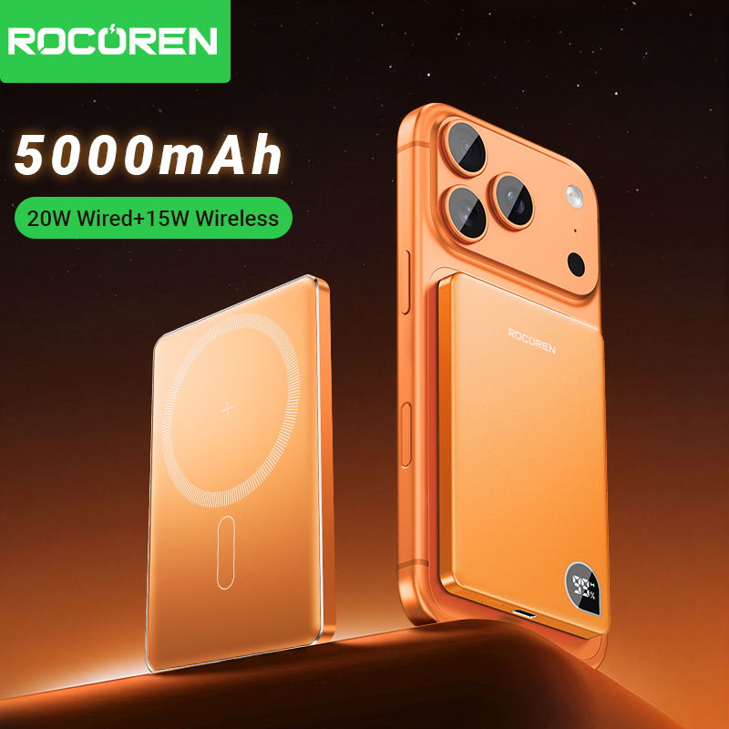  Rocoren 10000mAh Magnetic PowerBank Fast Charging Power Bank Portable Wireless Charger Battery For Samsung iPhone 17 16 Pro Max 