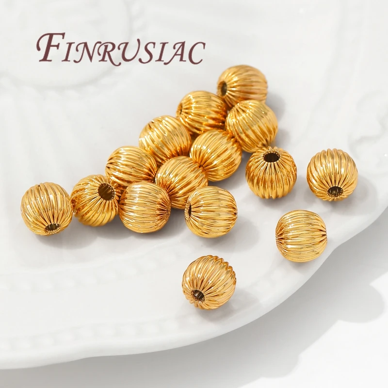 4mm-8mm 18K Gold Plated Spacer Beads For Jewelry Making,Corrugated Round Bead,Separators For Beads,DIY Bracelets Accessories image 6
