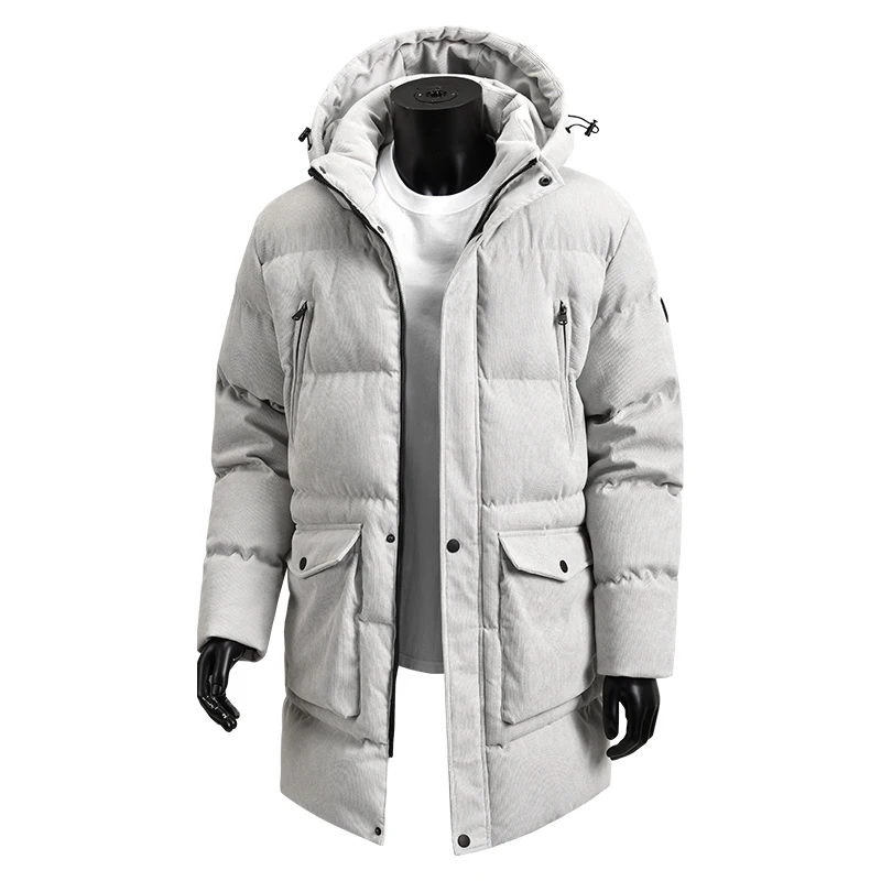 

Men's Winter Cotton-padded Jacket Outdoor Hooded Windbreaker Mens Coats Casual Thicken Warm Men Long Outwear Clothing Overcoat