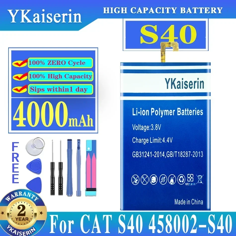 YKaiserin 4000mAh Replacement Battery for Caterpillar CAT S40 458002-S40 Mobile Phone