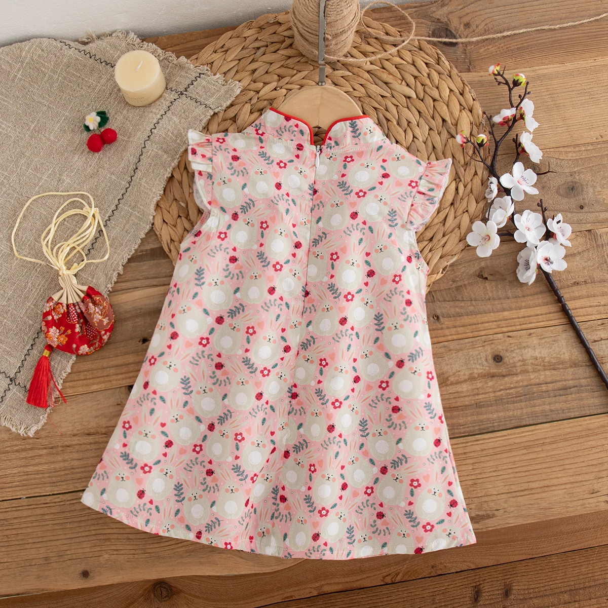 Summer Baby Girl Dress Chinese Style Cheongsam Ethnic Style Dress Sweet Cute Girl Holiday Event Dress Children's New Year Dress